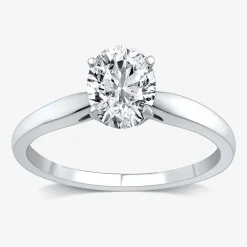 1 CT. Lab-Grown (G / SI2) Diamond Oval Solitaire Engagement Ring in 10K or 14K Gold