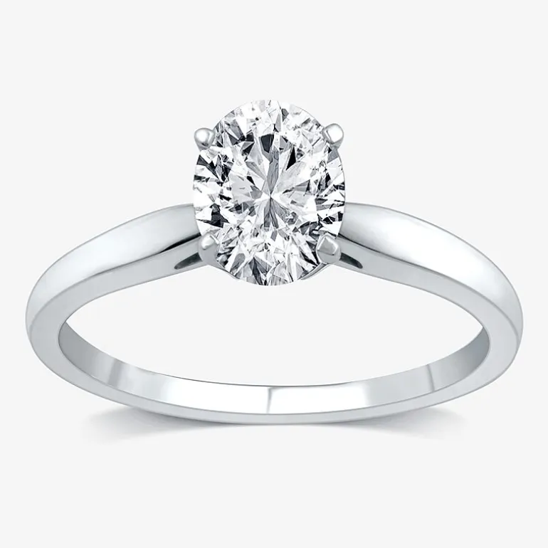 1 CT. Lab-Grown (G / SI2) Diamond Oval Solitaire Engagement Ring in 10K or 14K Gold