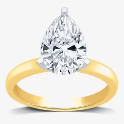 3 CT. Lab-Grown (G / VS2) Diamond Pear Solitaire Engagement Ring in14K Gold