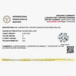 2 CT. Round Lab-Grown (G / SI2) Diamond Solitaire Engagement Ring in 14K Gold
