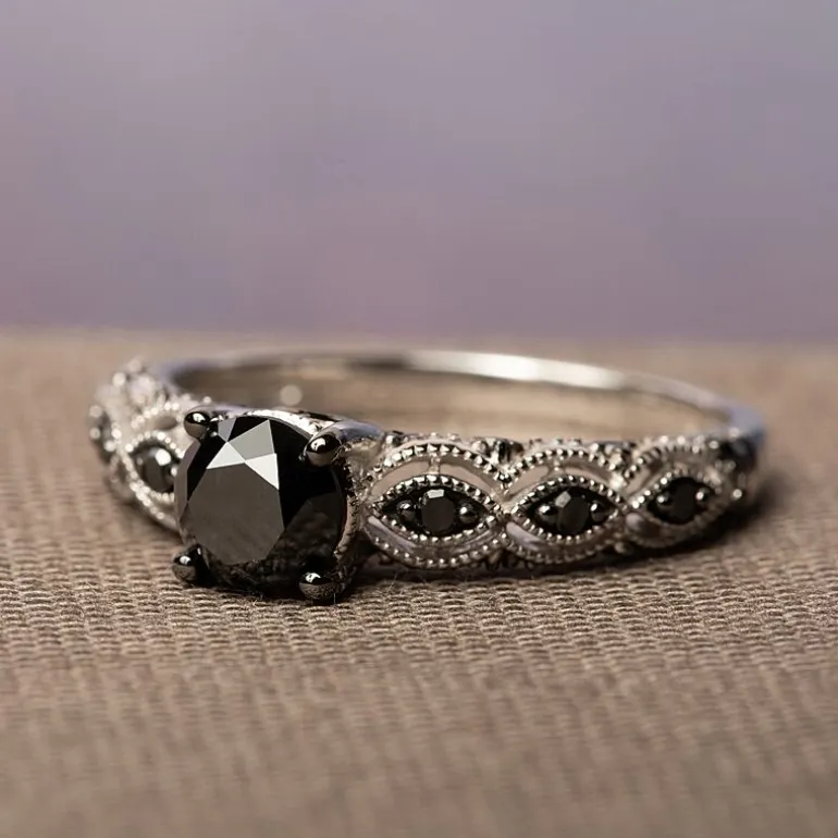 1 1/4 CT.T.W. Color-Enhanced Black Diamond Ring