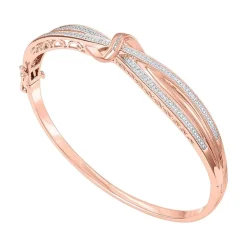 1/10 CT. T.W. Diamond Crossover Bangle Bracelet in Sterling Silver or 14K Gold Over Silver