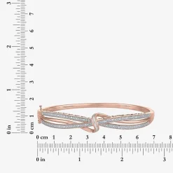 1/10 CT. T.W. Diamond Crossover Bangle Bracelet in Sterling Silver or 14K Gold Over Silver