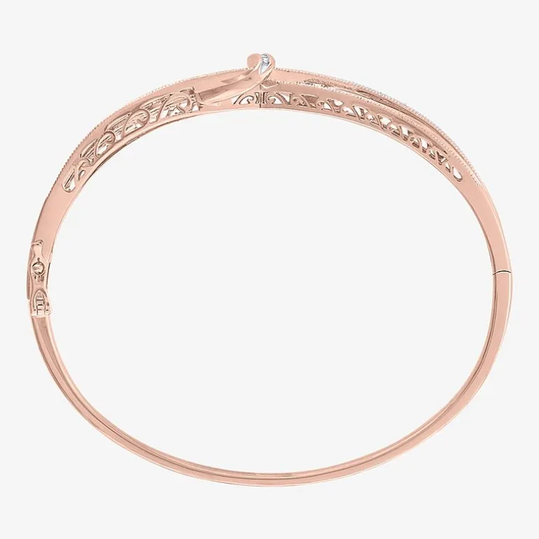 1/10 CT. T.W. Diamond Crossover Bangle Bracelet in Sterling Silver or 14K Gold Over Silver
