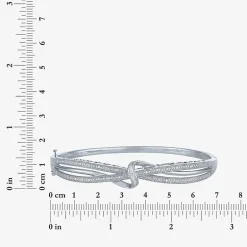 1/10 CT. T.W. Diamond Crossover Bangle Bracelet in Sterling Silver or 14K Gold Over Silver