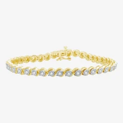 1 CT. T.W. Genuine White Diamond 7.5 Inch Tennis Bracelet in Sterling Silver or 14K Gold Over Silver