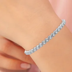 1 CT. T.W. Genuine White Diamond 7.5 Inch Tennis Bracelet in Sterling Silver or 14K Gold Over Silver
