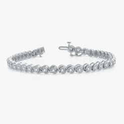 1 CT. T.W. Genuine White Diamond 7.5 Inch Tennis Bracelet in Sterling Silver or 14K Gold Over Silver