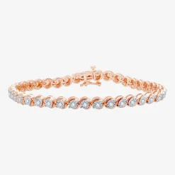 1 CT. T.W. Genuine White Diamond 7.5 Inch Tennis Bracelet in Sterling Silver or 14K Gold Over Silver