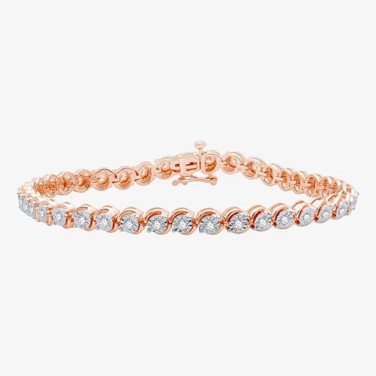 1 CT. T.W. Genuine White Diamond 7.5 Inch Tennis Bracelet in Sterling Silver or 14K Gold Over Silver