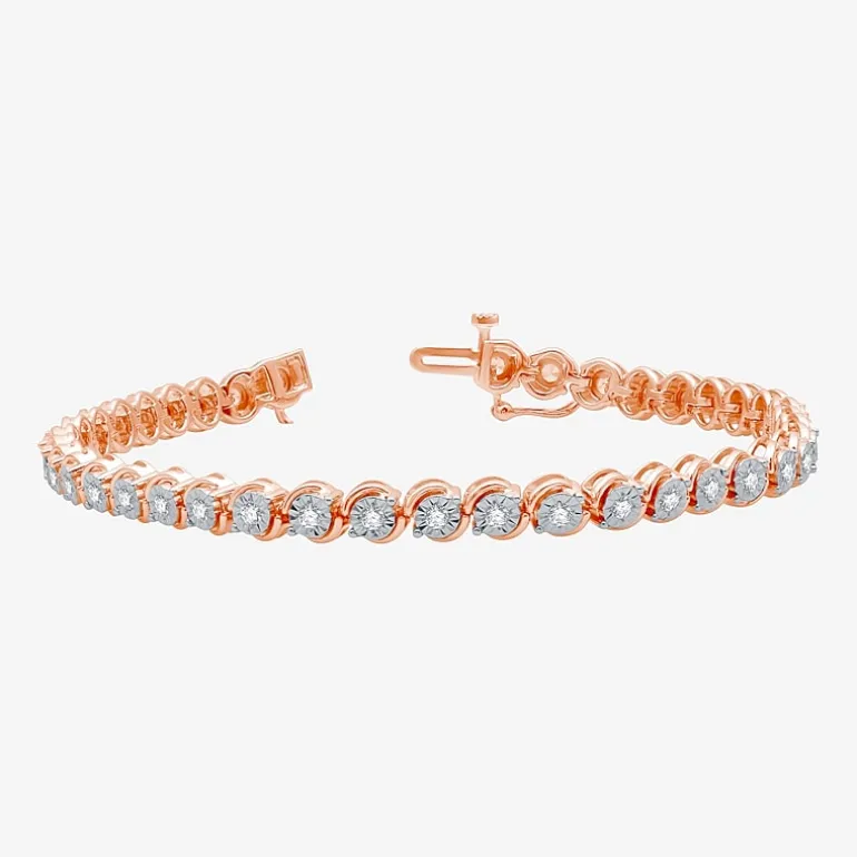 1 CT. T.W. Genuine White Diamond 7.5 Inch Tennis Bracelet in Sterling Silver or 14K Gold Over Silver