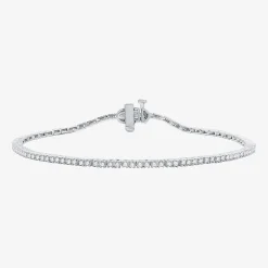 1 CT. T.W. Genuine White Diamond 10K or 14K White or Yellow Gold Tennis Bracelet
