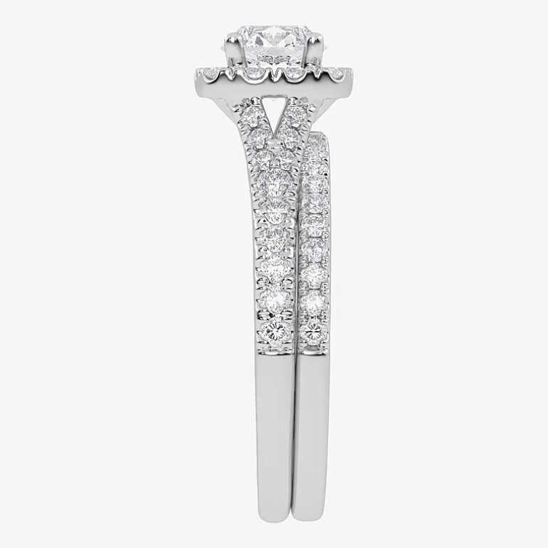 1 CT.T.W. (G / VS2-SI1) Lab-Grown Diamond Cushion Halo Wedding Engagement Ring in 10K Gold