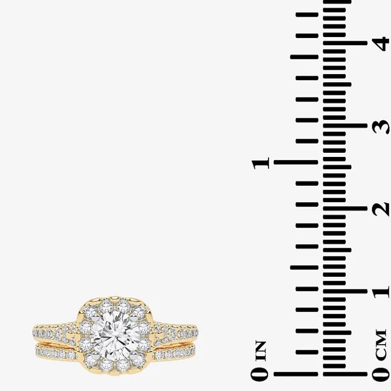 1 CT.T.W. (G / VS2-SI1) Lab-Grown Diamond Cushion Halo Wedding Engagement Ring in 10K Gold
