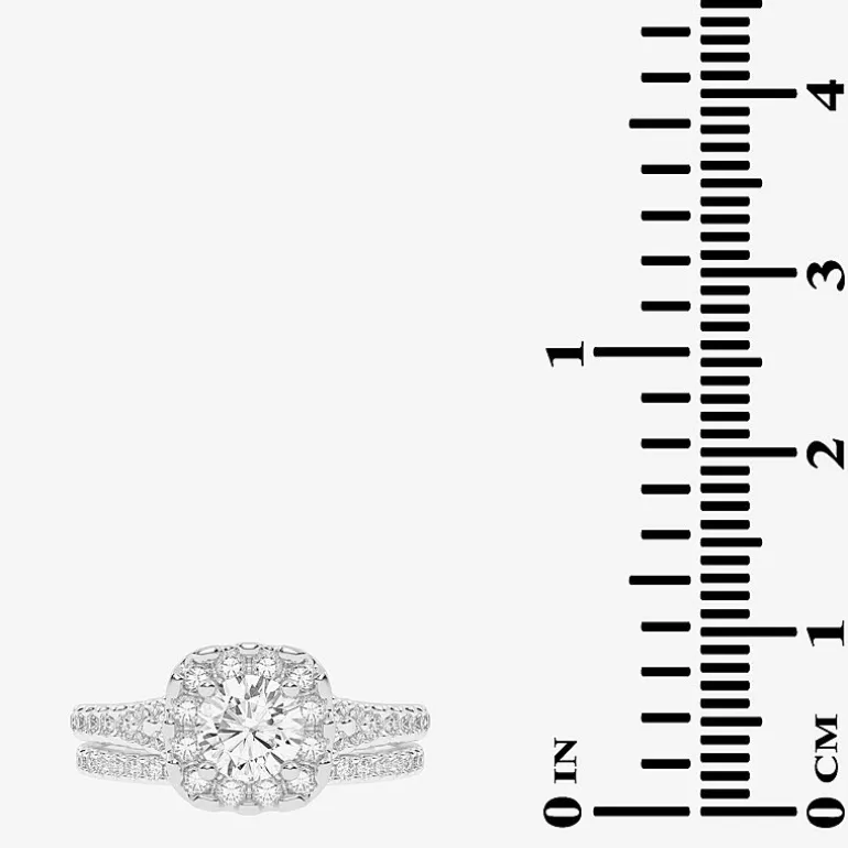 1 CT.T.W. (G / VS2-SI1) Lab-Grown Diamond Cushion Halo Wedding Engagement Ring in 10K Gold