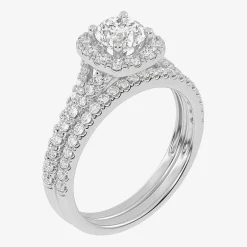1 CT.T.W. (G / VS2-SI1) Lab-Grown Diamond Cushion Halo Wedding Engagement Ring in 10K Gold