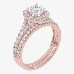 1 CT.T.W. (G / VS2-SI1) Lab-Grown Diamond Cushion Halo Wedding Engagement Ring in 10K Gold