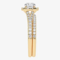 1 CT.T.W. (G / VS2-SI1) Lab-Grown Diamond Cushion Halo Wedding Engagement Ring in 10K Gold