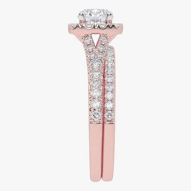 1 CT.T.W. (G / VS2-SI1) Lab-Grown Diamond Cushion Halo Wedding Engagement Ring in 10K Gold