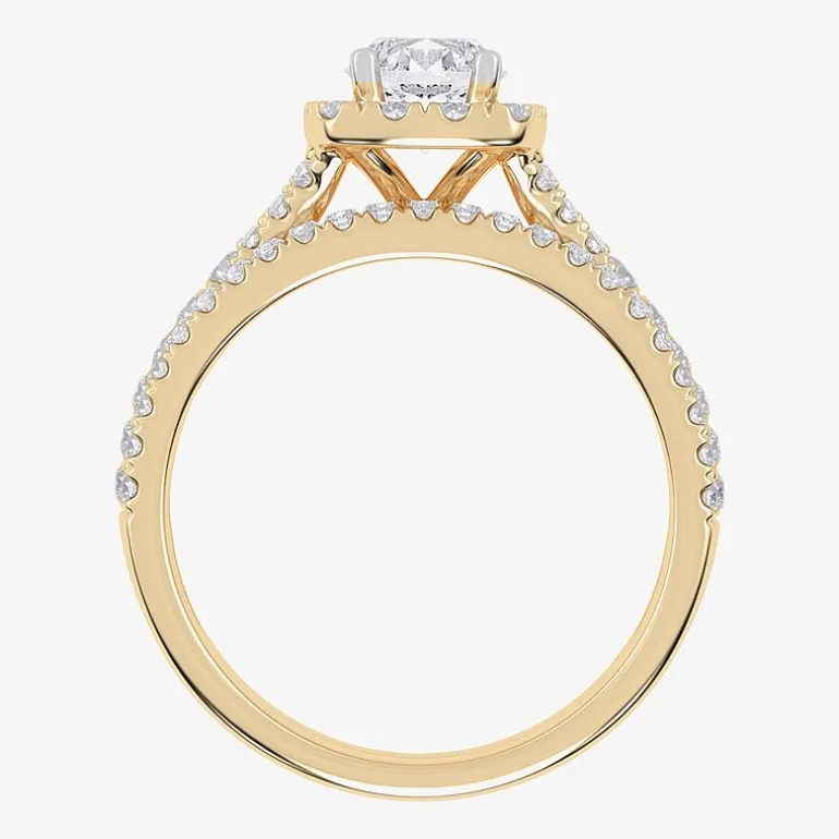 1 CT.T.W. (G / VS2-SI1) Lab-Grown Diamond Cushion Halo Wedding Engagement Ring in 10K Gold