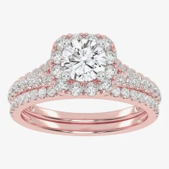 1 CT.T.W. (G / VS2-SI1) Lab-Grown Diamond Cushion Halo Wedding Engagement Ring in 10K Gold