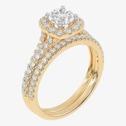 1 CT.T.W. (G / VS2-SI1) Lab-Grown Diamond Cushion Halo Wedding Engagement Ring in 10K Gold