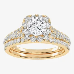 1 CT.T.W. (G / VS2-SI1) Lab-Grown Diamond Cushion Halo Wedding Engagement Ring in 10K Gold