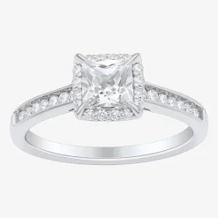1 CT.T.W. (H-I / SI1-SI2) Lab-Grown Diamond Side Stone Halo Engagement Ring in 10K Gold