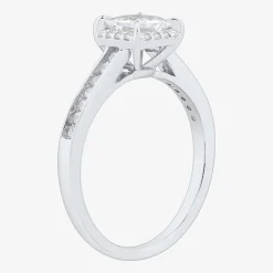 1 CT.T.W. (H-I / SI1-SI2) Lab-Grown Diamond Side Stone Halo Engagement Ring in 10K Gold