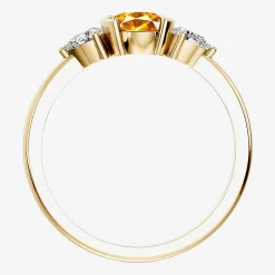 1/5 CT. T.W. Lab-Grownd Diamond and Genuine Gemstone 10K Gold Oval 3-Stone Cocktail Ring