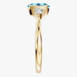 1/5 CT. T.W. Lab-Grownd Diamond and Genuine Gemstone 10K Gold Oval 3-Stone Cocktail Ring