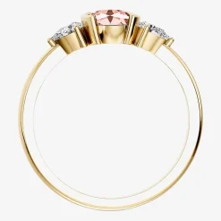 1/5 CT. T.W. Lab-Grownd Diamond and Genuine Gemstone 10K Gold Oval 3-Stone Cocktail Ring