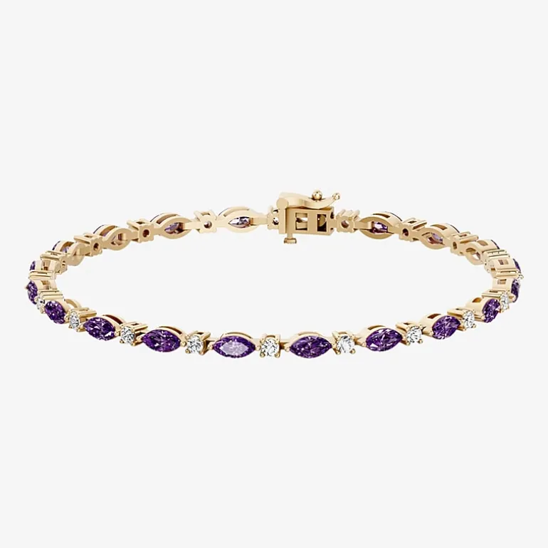 1 CT. T.W. Lab-Grown Diamond and Genuine Gemstone 10K Gold 7.5 Inch Tennis Bracelet