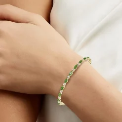 1 CT. T.W. Lab-Grown Diamond and Genuine Gemstone 10K Gold 7.5 Inch Tennis Bracelet