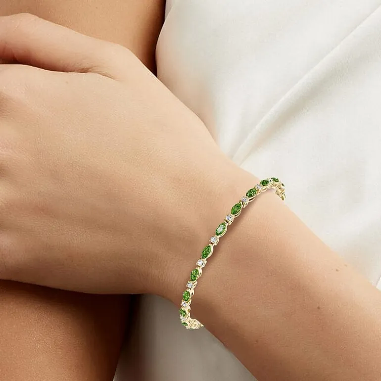 1 CT. T.W. Lab-Grown Diamond and Genuine Gemstone 10K Gold 7.5 Inch Tennis Bracelet