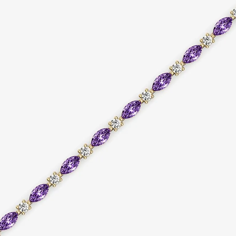 1 CT. T.W. Lab-Grown Diamond and Genuine Gemstone 10K Gold 7.5 Inch Tennis Bracelet