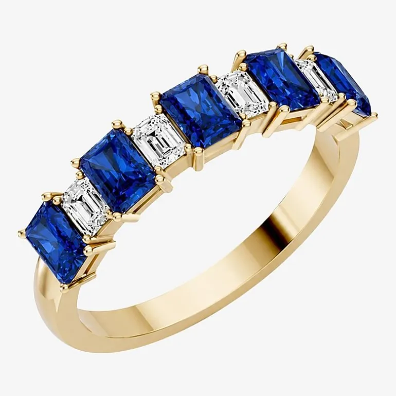 3/8 CT. T.W. Lab-Grown Diamond and Genuine Gemstone 10K Gold Band