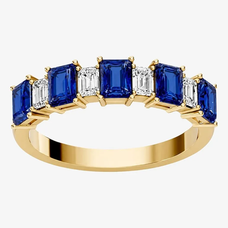 3/8 CT. T.W. Lab-Grown Diamond and Genuine Gemstone 10K Gold Band