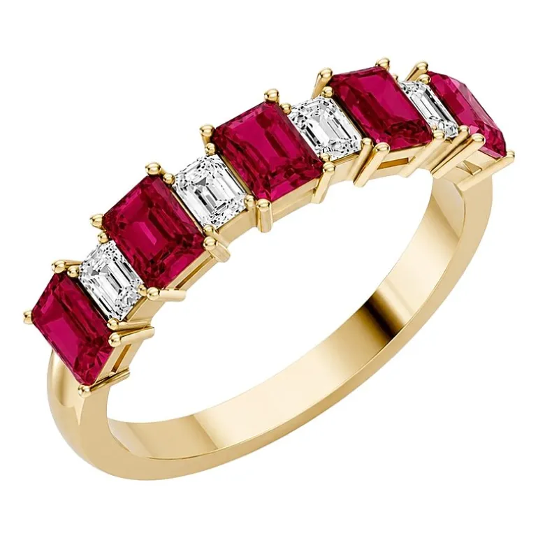 3/8 CT. T.W. Lab-Grown Diamond and Genuine Gemstone 10K Gold Band