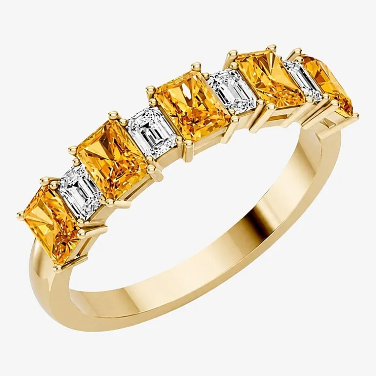 3/8 CT. T.W. Lab-Grown Diamond and Genuine Gemstone 10K Gold Band