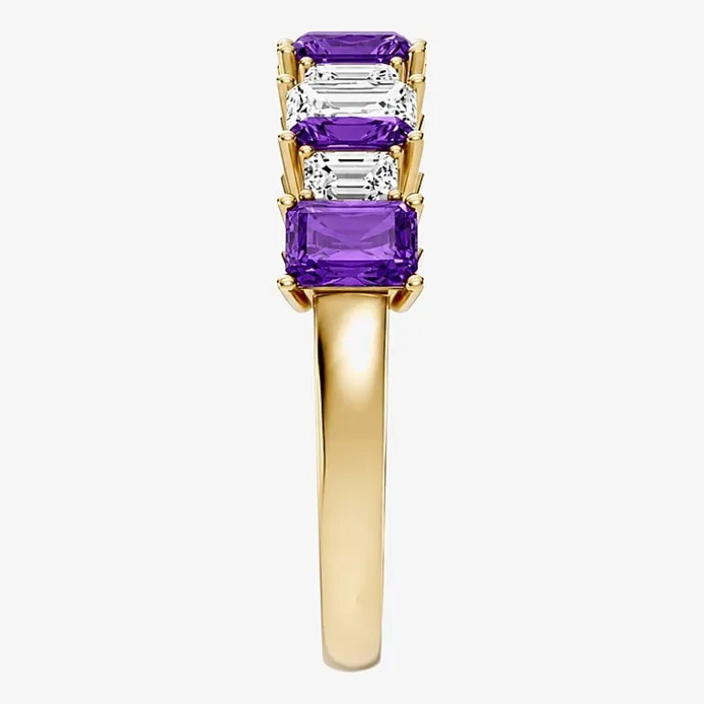 3/8 CT. T.W. Lab-Grown Diamond and Genuine Gemstone 10K Gold Band