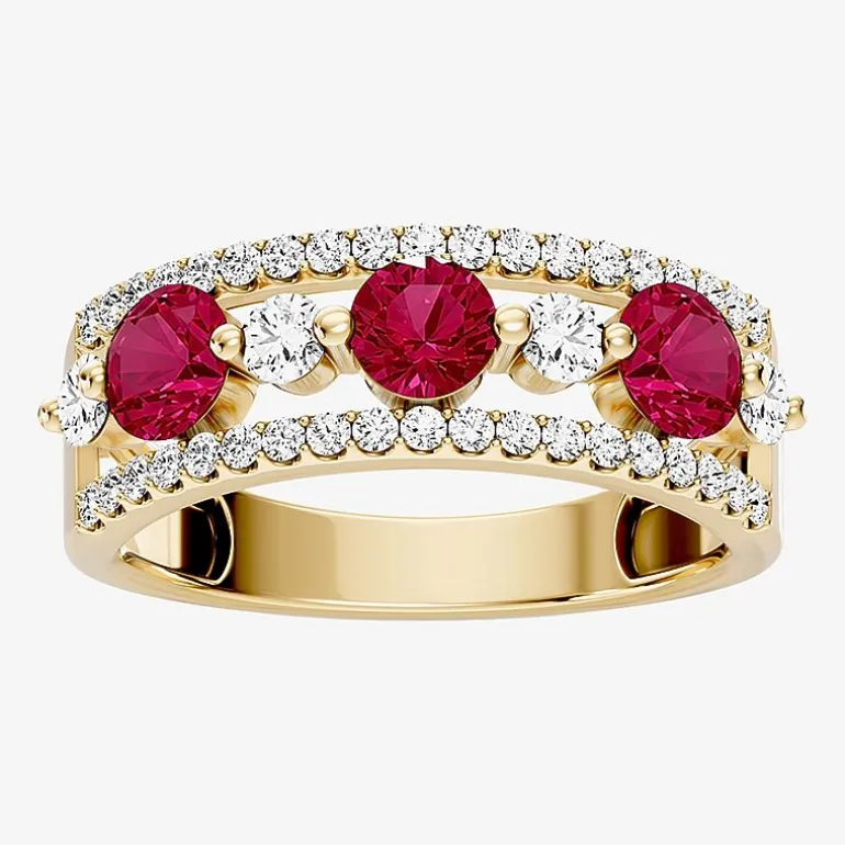 3/8 CT. T.W. Lab-Grown Diamond and Genuine Gemstone 10K Gold Band