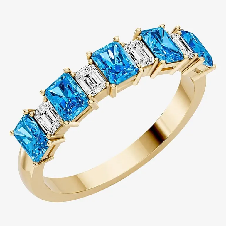 3/8 CT. T.W. Lab-Grown Diamond and Genuine Gemstone 10K Gold Band