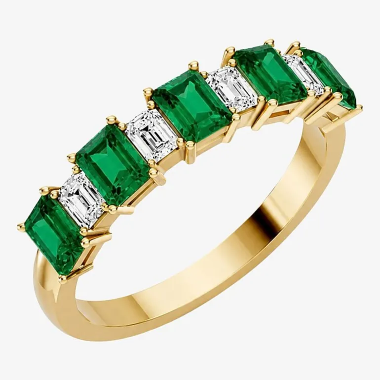 3/8 CT. T.W. Lab-Grown Diamond and Genuine Gemstone 10K Gold Band