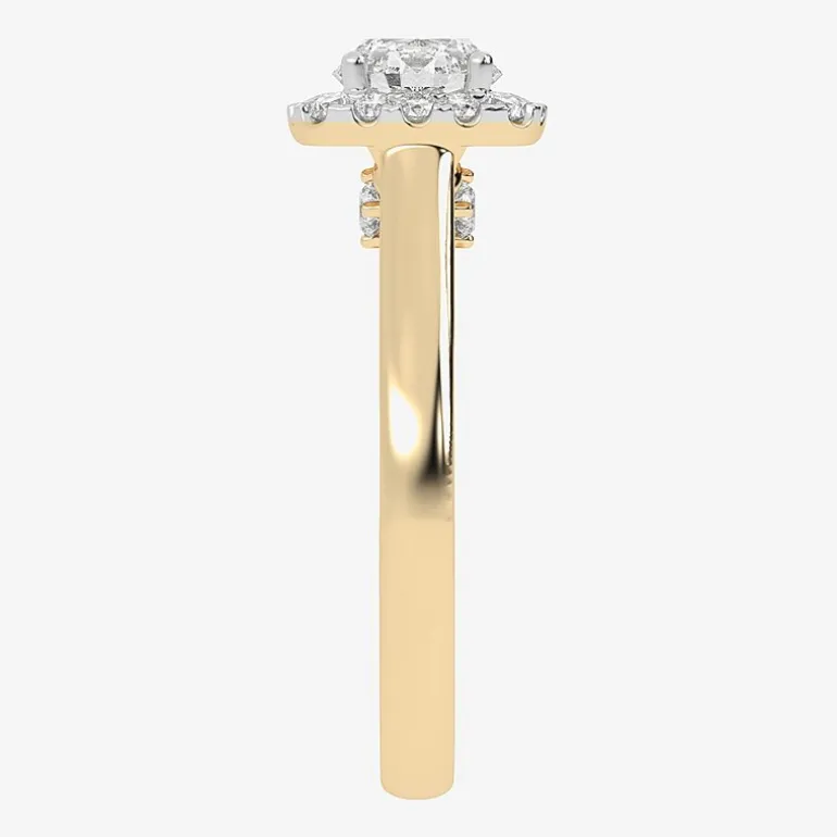 1 CT. T.W. Lab-Grown (G-H / SI1-SI2) Diamond Cushion Halo Engagement Ring in 10K Gold