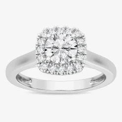 1 CT. T.W. Lab-Grown (G-H / SI1-SI2) Diamond Cushion Halo Engagement Ring in 10K Gold