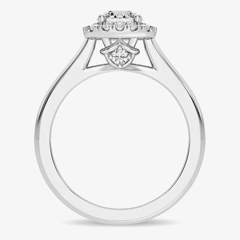 1 CT. T.W. Lab-Grown (G-H / SI1-SI2) Diamond Cushion Halo Engagement Ring in 10K Gold