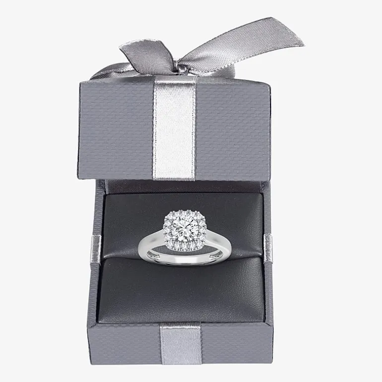 1 CT. T.W. Lab-Grown (G-H / SI1-SI2) Diamond Cushion Halo Engagement Ring in 10K Gold