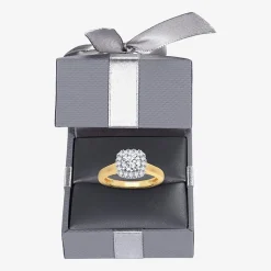 1 CT. T.W. Lab-Grown (G-H / SI1-SI2) Diamond Cushion Halo Engagement Ring in 10K Gold