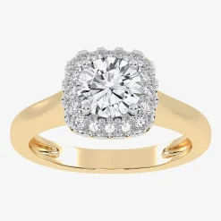 1 CT. T.W. Lab-Grown (G-H / SI1-SI2) Diamond Cushion Halo Engagement Ring in 10K Gold